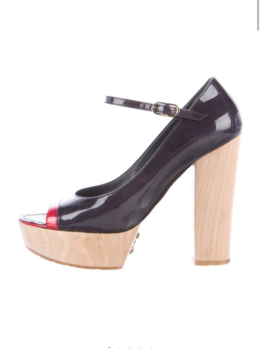CHANEL Black Patent Leather Platform Mary Jane with Red Toe